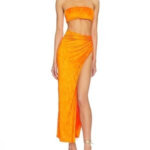 Karolyna Maxi Skirt Set in Orange